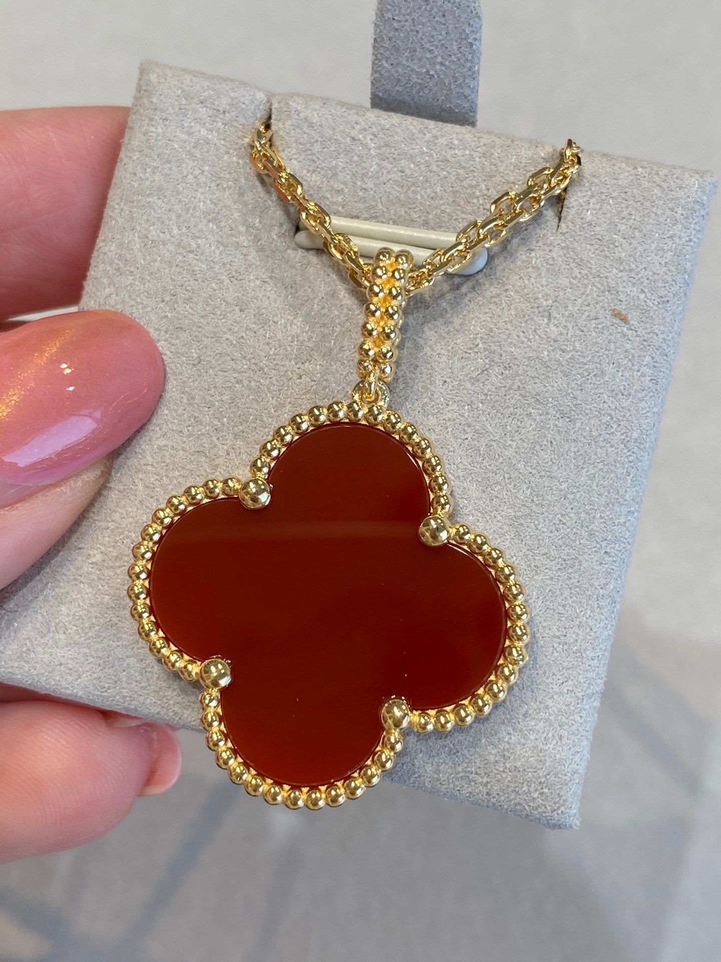 [Bloom]CLOVER 25MM NECKLACE GOLD CARNELIAN