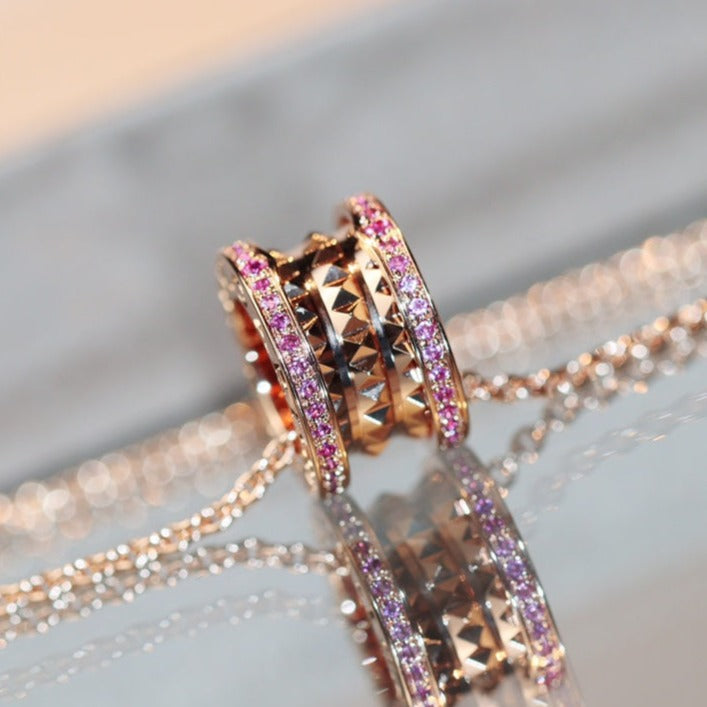 [Bloom]ZERO 1 ROCK PINK GOLD PINK DIAMOND NECKLACE