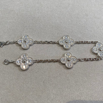 [Bloom]CLOVER 5 MOTIFS  DIAMOND BRACELET SILVER