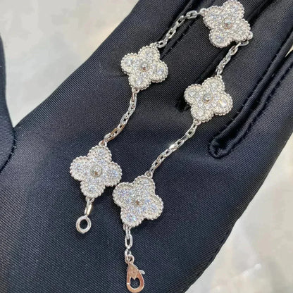 [Bloom]CLOVER 5 MOTIFS  DIAMOND BRACELET SILVER