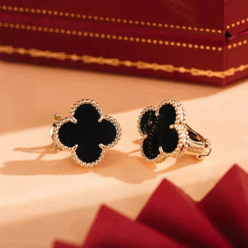 [Bloom]CLOVER MEDIUM 1 MOTIFS  ONYX STUD EARRINGS