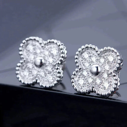 [Bloom]CLOVER 1 MOTIFS DIAMOND STUD EARRINGS SILVER