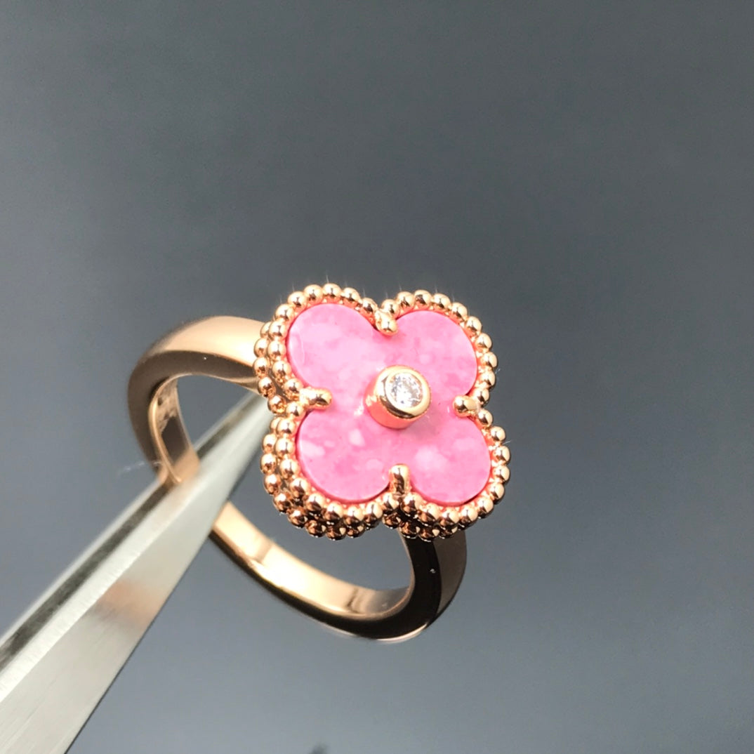 [Bloom]CLOVER RHODONITE ROSE GOLD RING