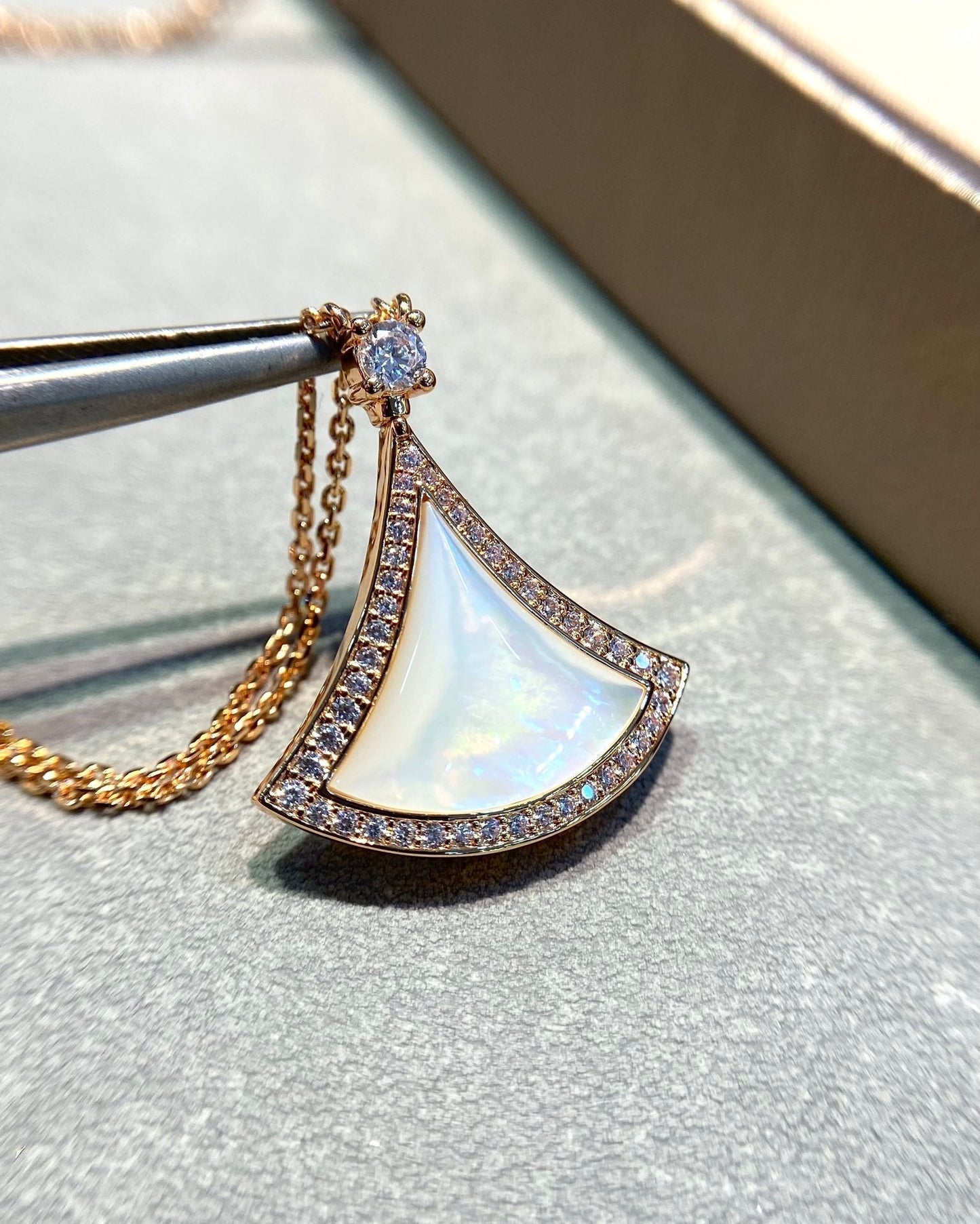 [Bloom]DREAM MOP DIAMOND PAVED PINK GOLD NECKLACE