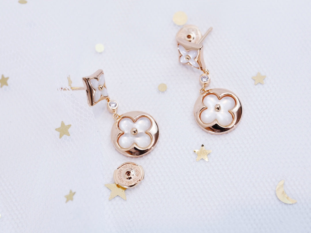 [Bloom]STAR AND SUN PINK GOLD MOP DROP EARRINGS