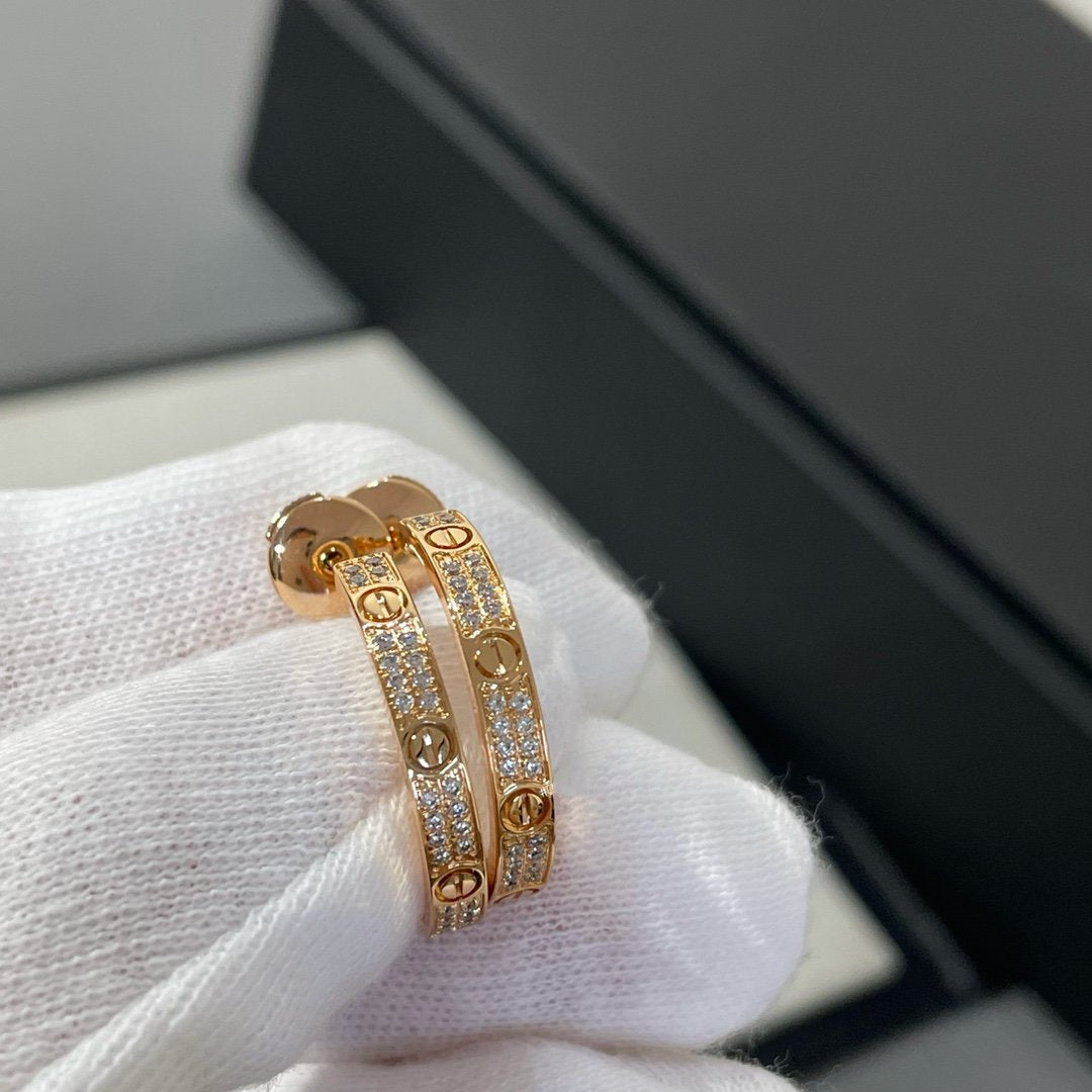 [Bloom]LOVE DIAMOND PINK GOLD HOOP EARRINGS