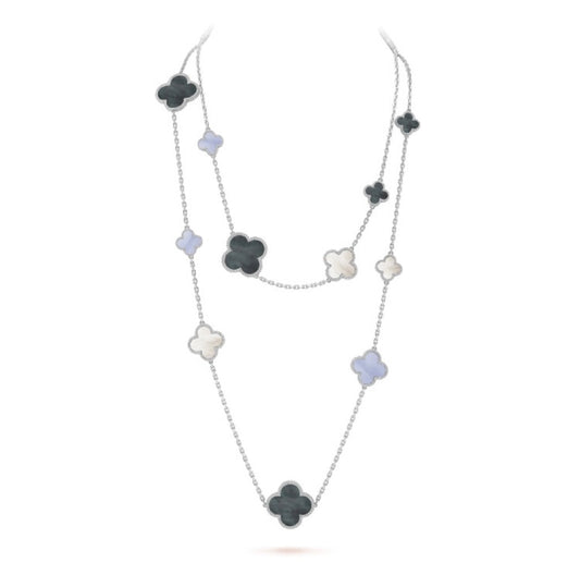 [Bloom]CLOVER 16 MOTIF CHALCEDONY MOP SILVER NECKLACE