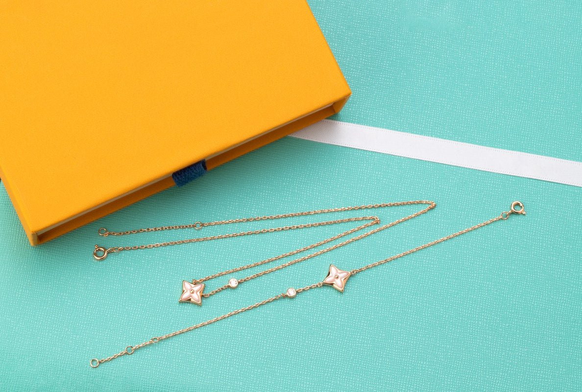 [Bloom]STAR PINK MOP 1 DIAMOND PINK GOLD NECKLACE