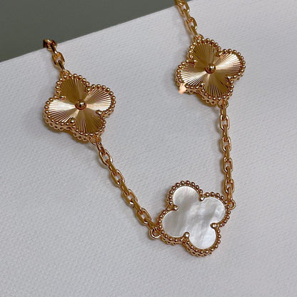 [Bloom]CLOVER BRACELET 5 MOTIF WHITE MOP PINK GOLD