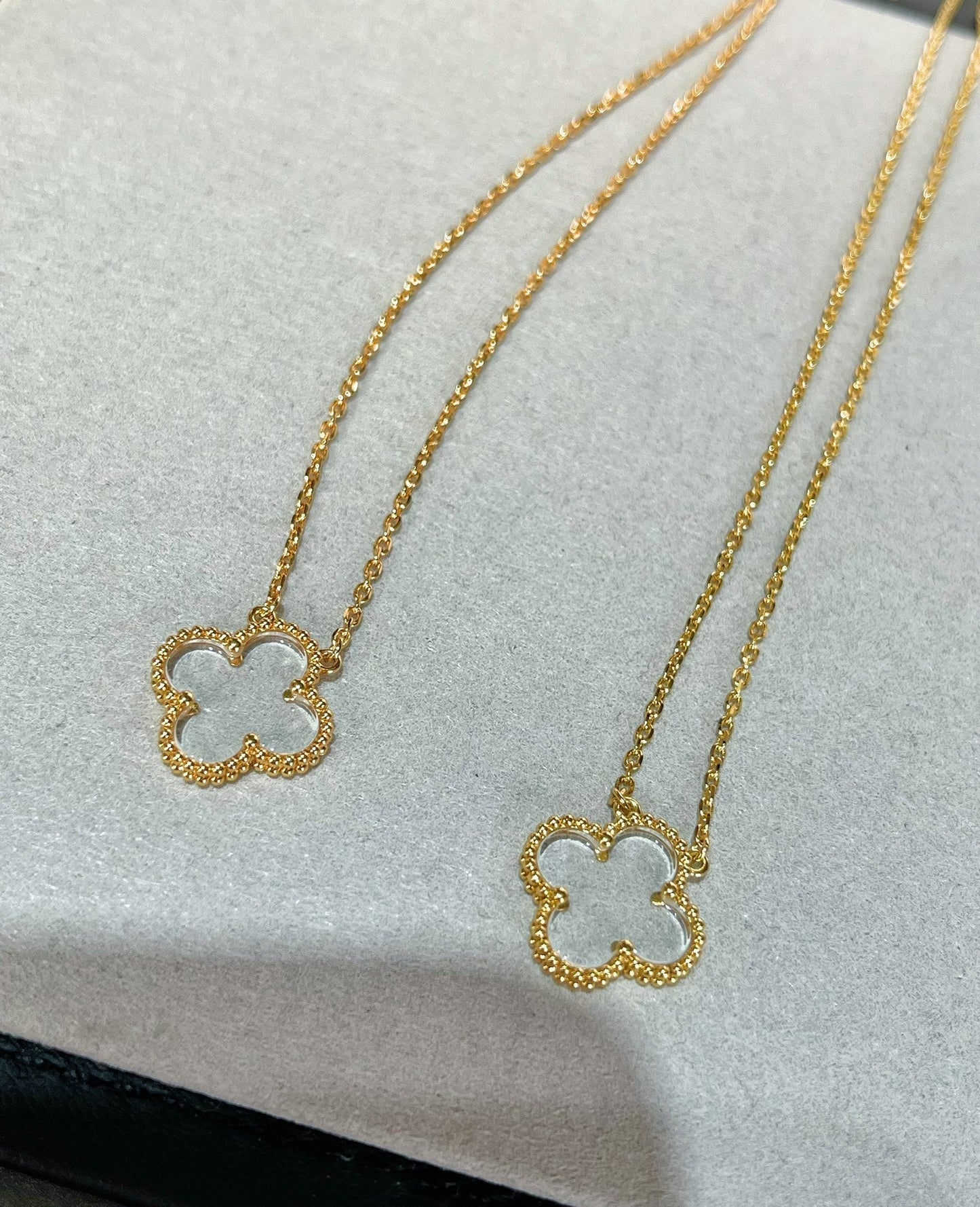 [Bloom]CLOVER ROCK CRYSTAL ROSE GOLD NECKLACE