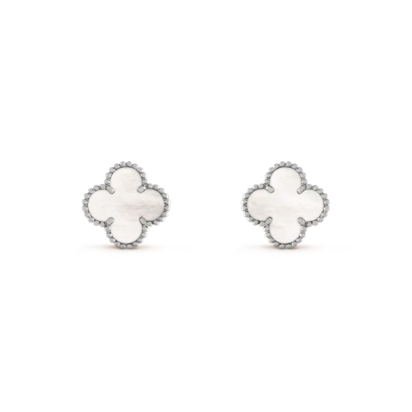 [Bloom]CLOVER MEDIUM 1 MOTIFS  WHITE MOP EARRINGS SILVER