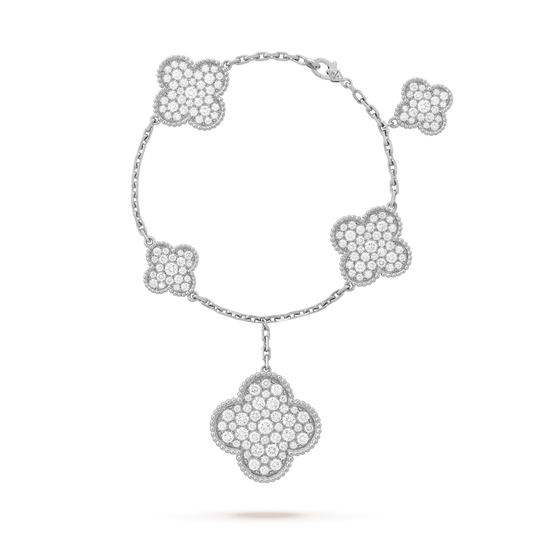 [Bloom]CLOVER 6 MOTIFS SILVER DIAMOND BRACELET