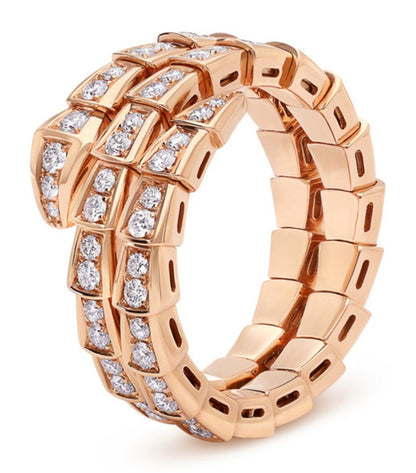 [Bloom]SERPENTI RING PINK GOLD DIAMOND DOUBLE ROW