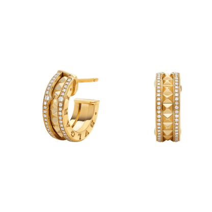 [Bloom]ZERO 1 ROCK GOLD EARRINGS WITH STUDDED SPIRAL AND PAVED DIAMONDS