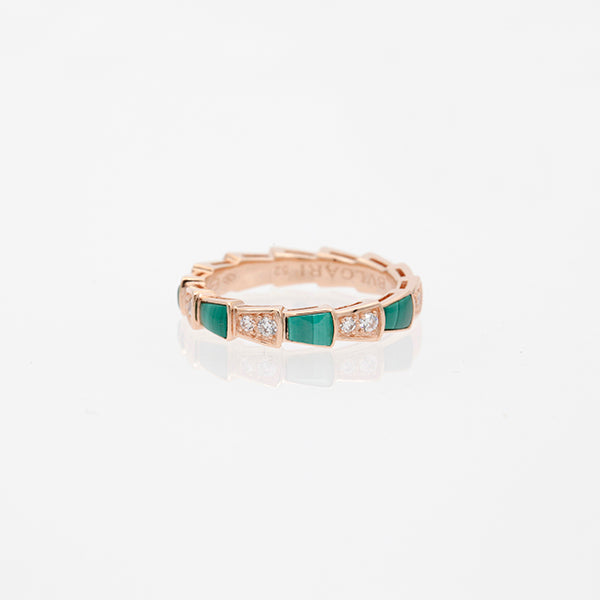 [Bloom]SERPENTI RING PINK GOLD MALACHITE DIAMOND 3MM