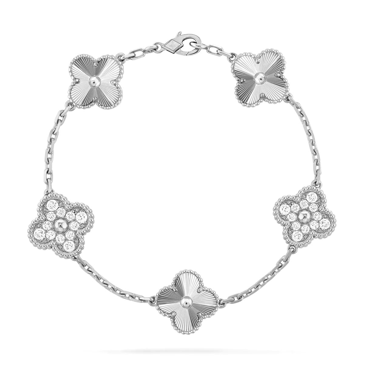 [Bloom]CLOVER 5 MOTIF SILVER DIAMOND BRACELET