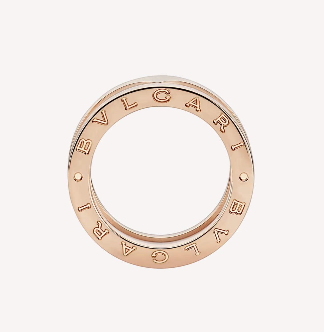 [Bloom]ZERO 1 TWO-BAND LOOPS AND WHITE CERAMIC SPIRAL PINK GOLD RING