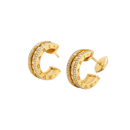 [Bloom]ZERO 1 ROCK GOLD EARRINGS WITH STUDDED SPIRAL AND PAVED DIAMONDS