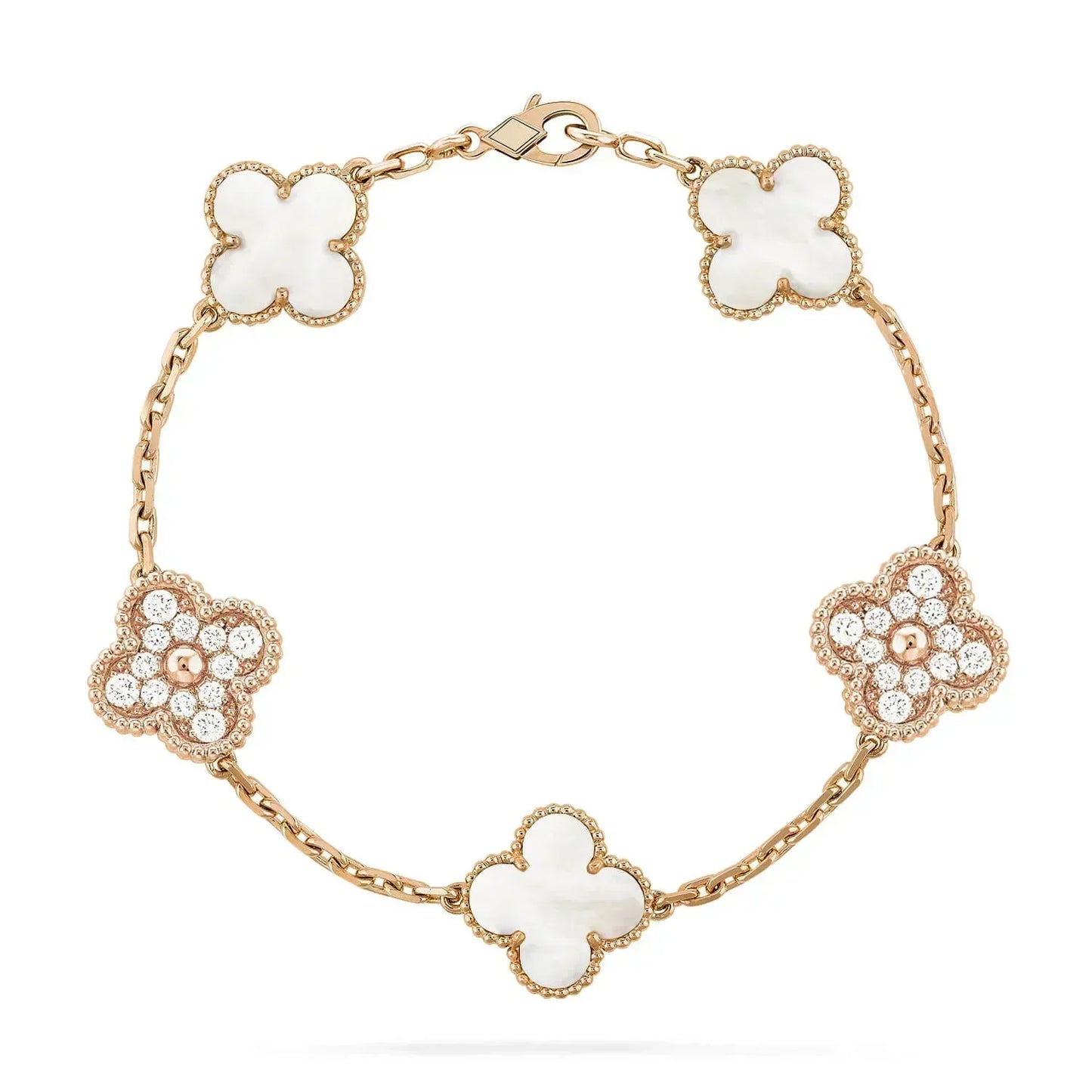 [Bloom]CLOVER BRACELET 5 MOTIF WHITE MOP DIAMOND