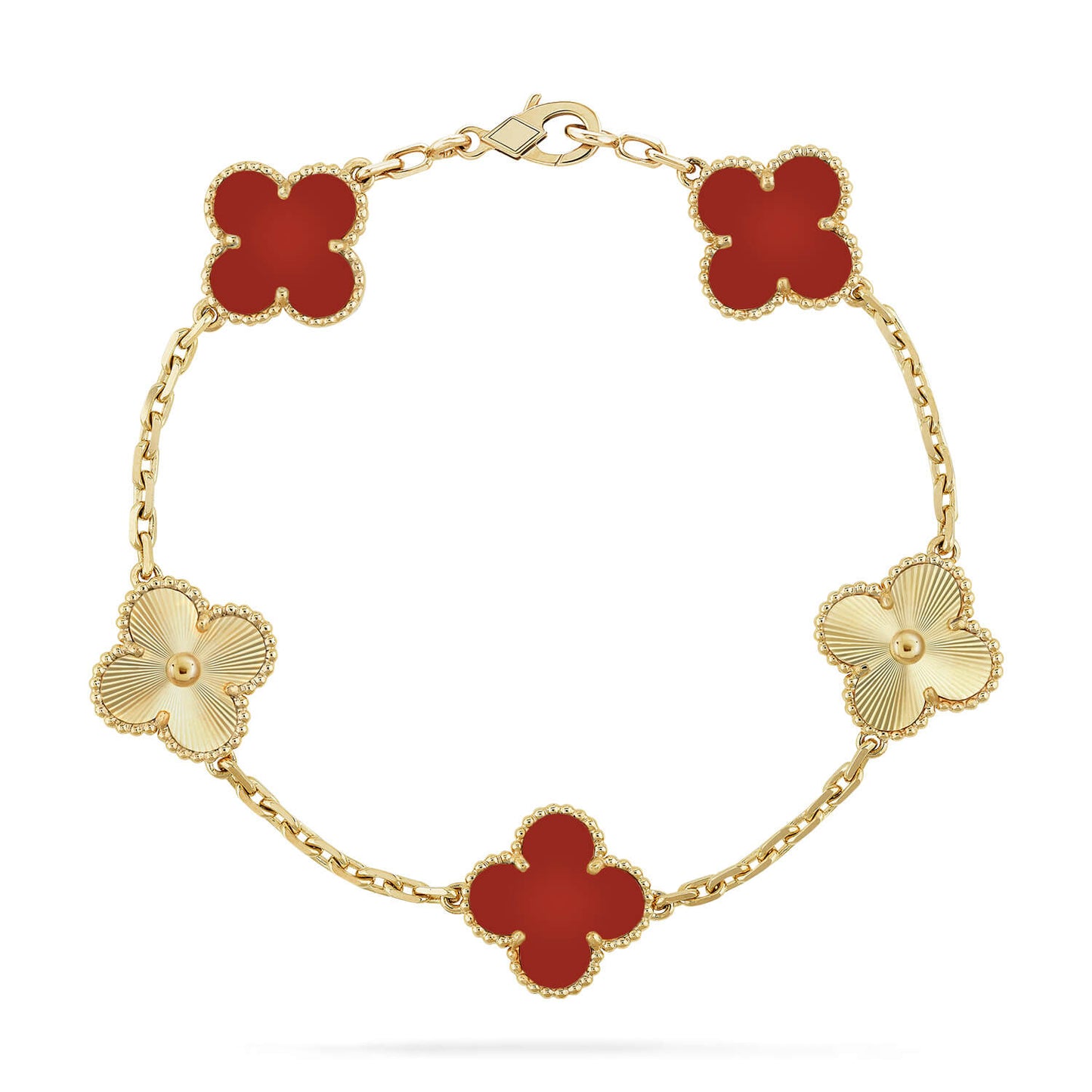 [Bloom]CLOVER  5 MOTIFS CARNELIAN GOLD BRACELET