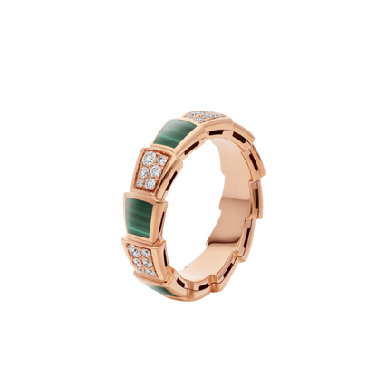 [Bloom]SERPENTI RING PINK GOLD MALACHITE DIAMOND PAVED 4MM