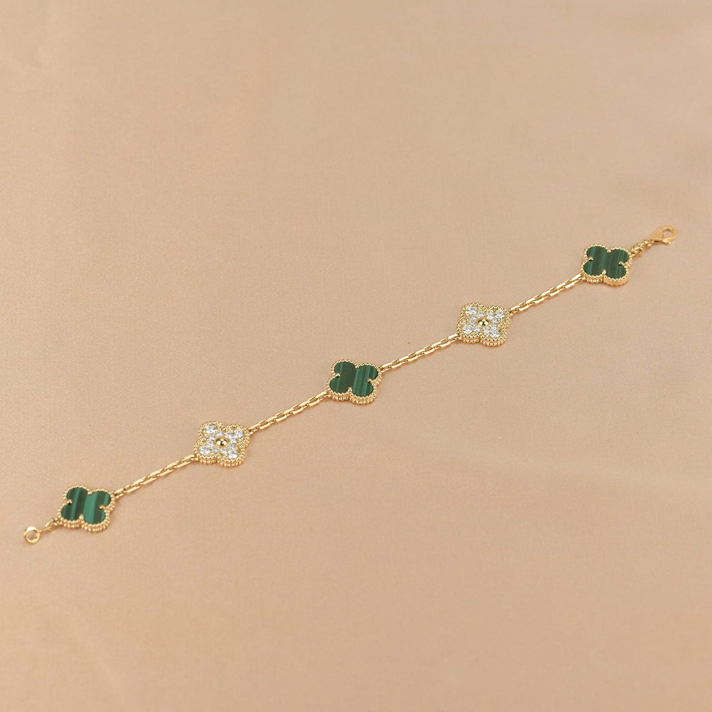 [Bloom]CLOVER  5 MOTIF MALACHITE DIAMOND BRACELET