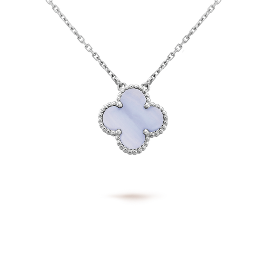 [Bloom]CLOVER 15MM BLUE CHALCEDONY NECKLACE SILVER