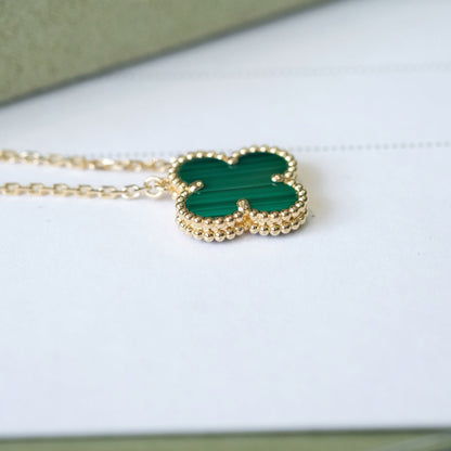 [Bloom]CLOVER 15MM MALACHITE SINGLE FLOWER  NECKLACE