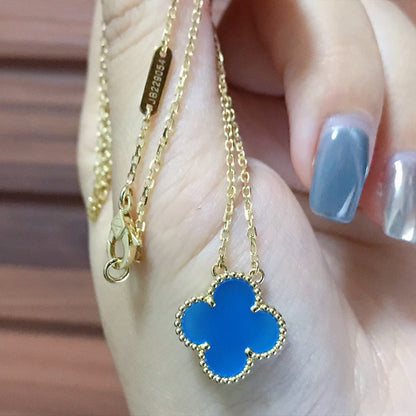 [Bloom]CLOVER 15MM BLUE AGATE NECKLACE