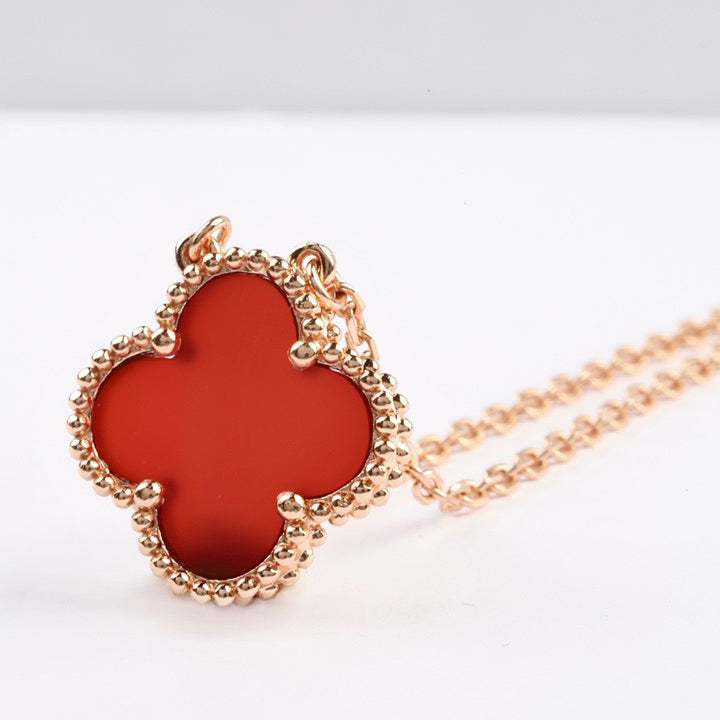 [Bloom]CLOVER 15MM CARNELIAN SINGLE FLOWER NECKLACE