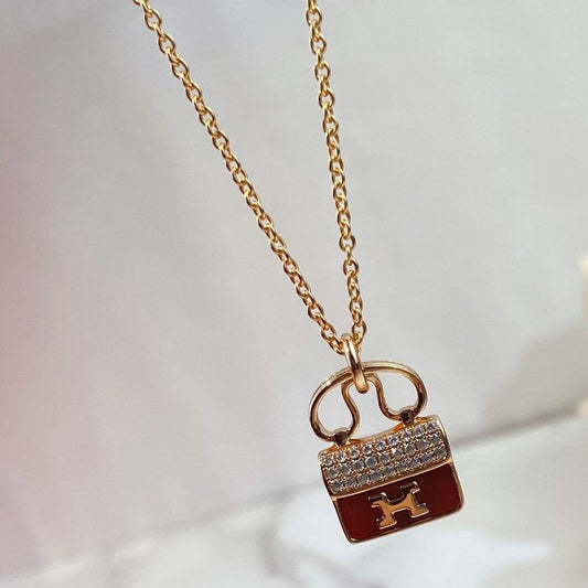 [Bloom]CONSTANCE RED PEDANT PINK GOLD NECKLACE