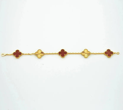 [Bloom]CLOVER  5 MOTIFS CARNELIAN GOLD BRACELET