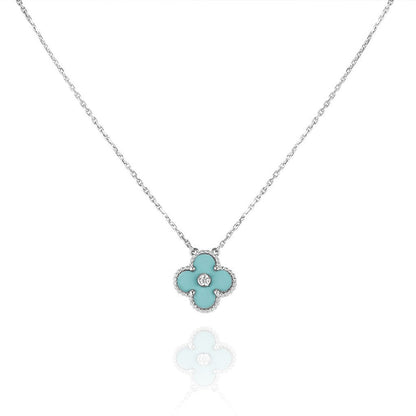 [Bloom]CLOVER 1 DIAMOND LIGHT BLUE SILVER NECKLACE