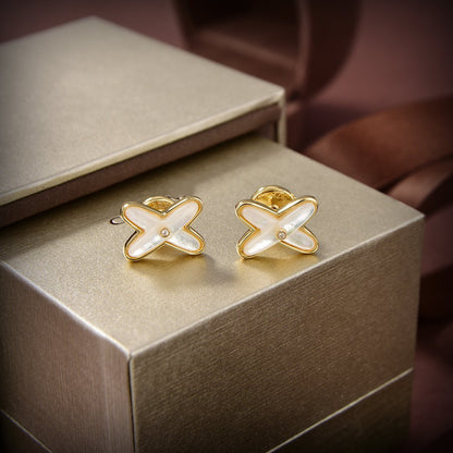 [Bloom]JEUX DE WHITE MOP GOLD DIAMOND EARRINGS