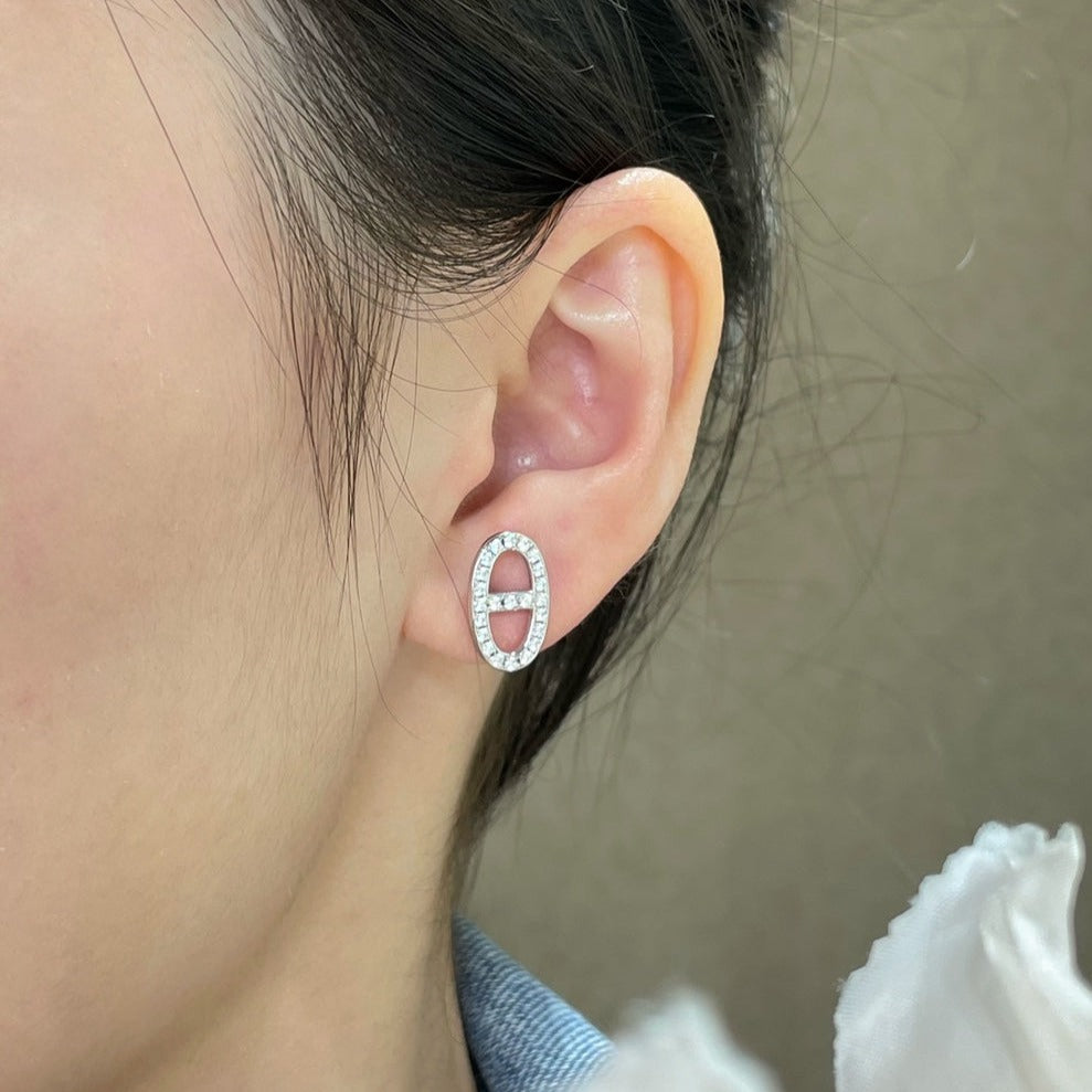 [Bloom]HM FULL DIAMOND PIG NOSE STUD EARRINGS