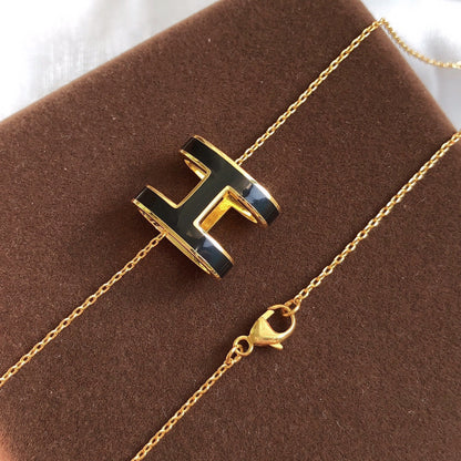 [Bloom]HM CLIC BLACK ENAMEL GOLD NECKLACE