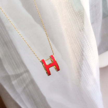 [Bloom]HM CLIC RED ENAMEL GOLD NECKLACE