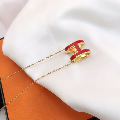 [Bloom]HM CLIC RED ENAMEL GOLD NECKLACE