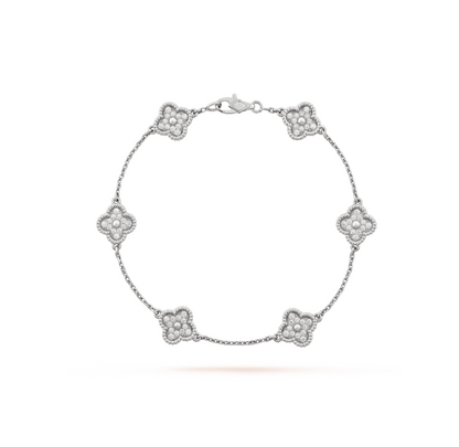 [Bloom]CLOVER 6 MOTIF SILVER DIAMOND BRACELET