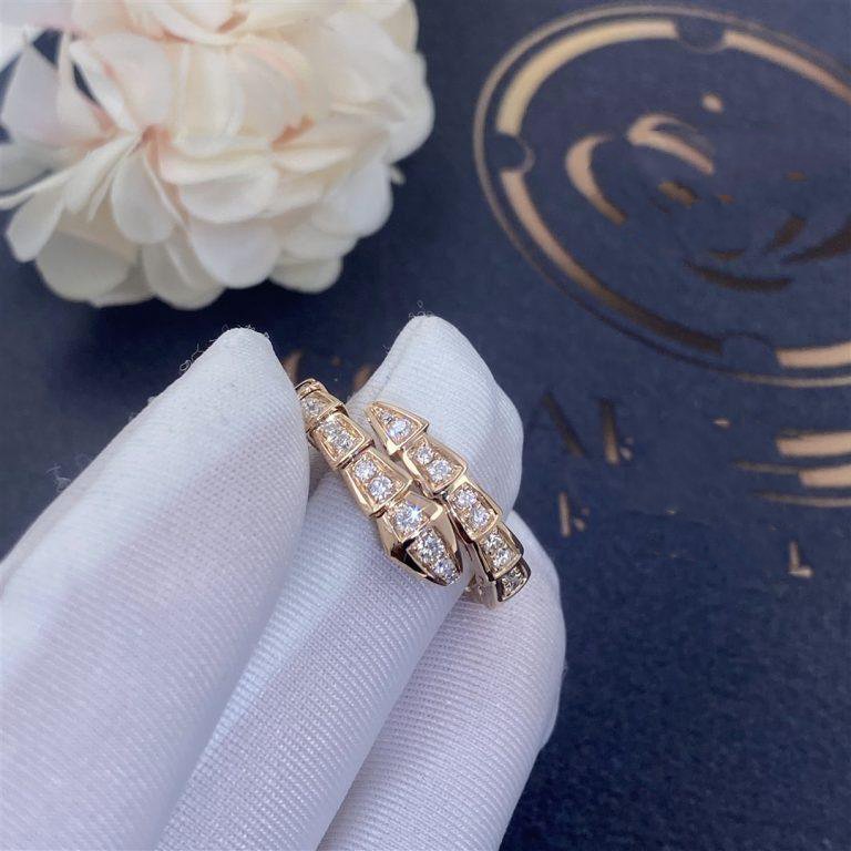 [Bloom]SERPENTI RING PINK GOLD DIAMOND PAVED 4MM