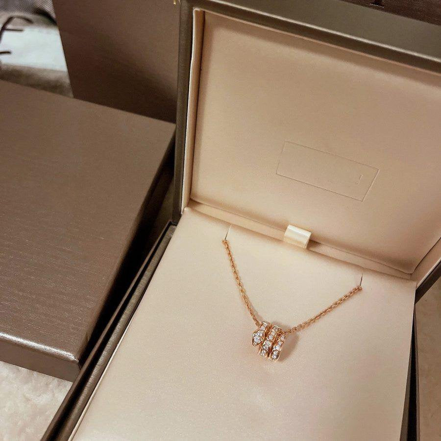 [Bloom]SERPENTI PINK GOLD NECKLACE DOUBLE RING DIAMOND