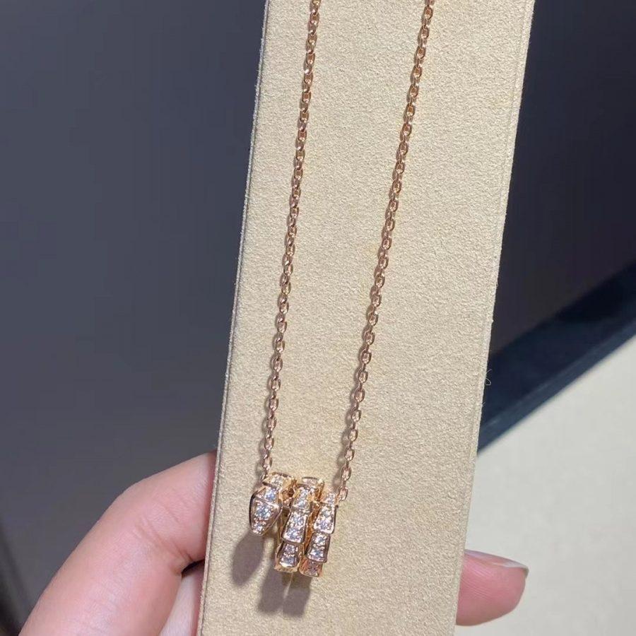 [Bloom]SERPENTI PINK GOLD NECKLACE DOUBLE RING DIAMOND