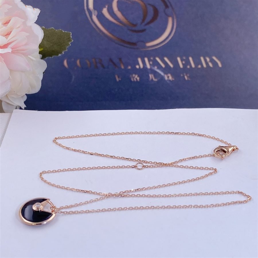 [Bloom]AMULETTE ROSE GOLD ONYX NECKLACE