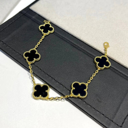 [Bloom]CLOVER  5 MOTIFS BLACK ONYX BRACELET