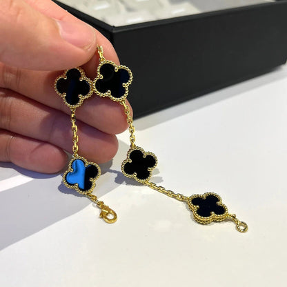 [Bloom]CLOVER  5 MOTIFS BLACK ONYX BRACELET