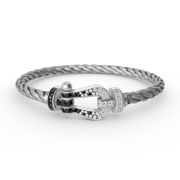 [Bloom]FORCE LARGE HORSESHOE BLACK WHITE DIAMOND BRACELET SILVER