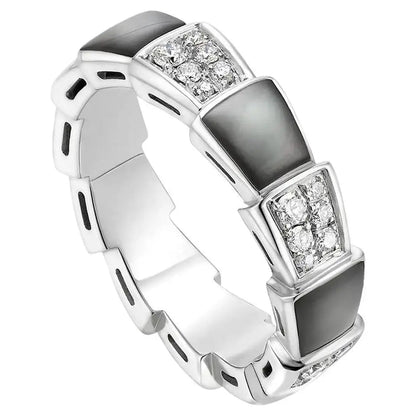 [Bloom]SERPENTI RING SILVER DIAMOND BLACK MOP 4MM