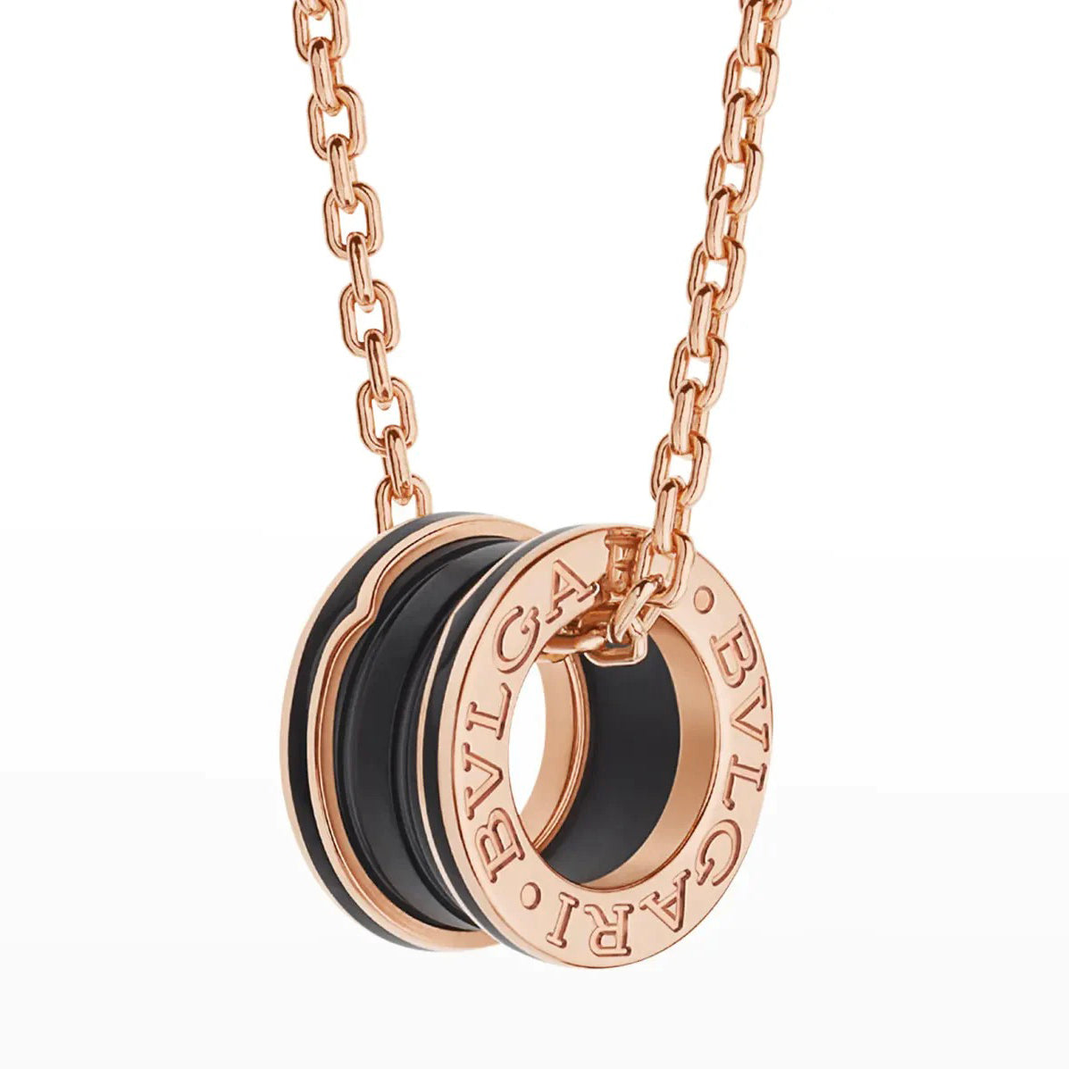 [Bloom]ZERO 1 BLACK CERAMIC PINK GOLD NECKLACE