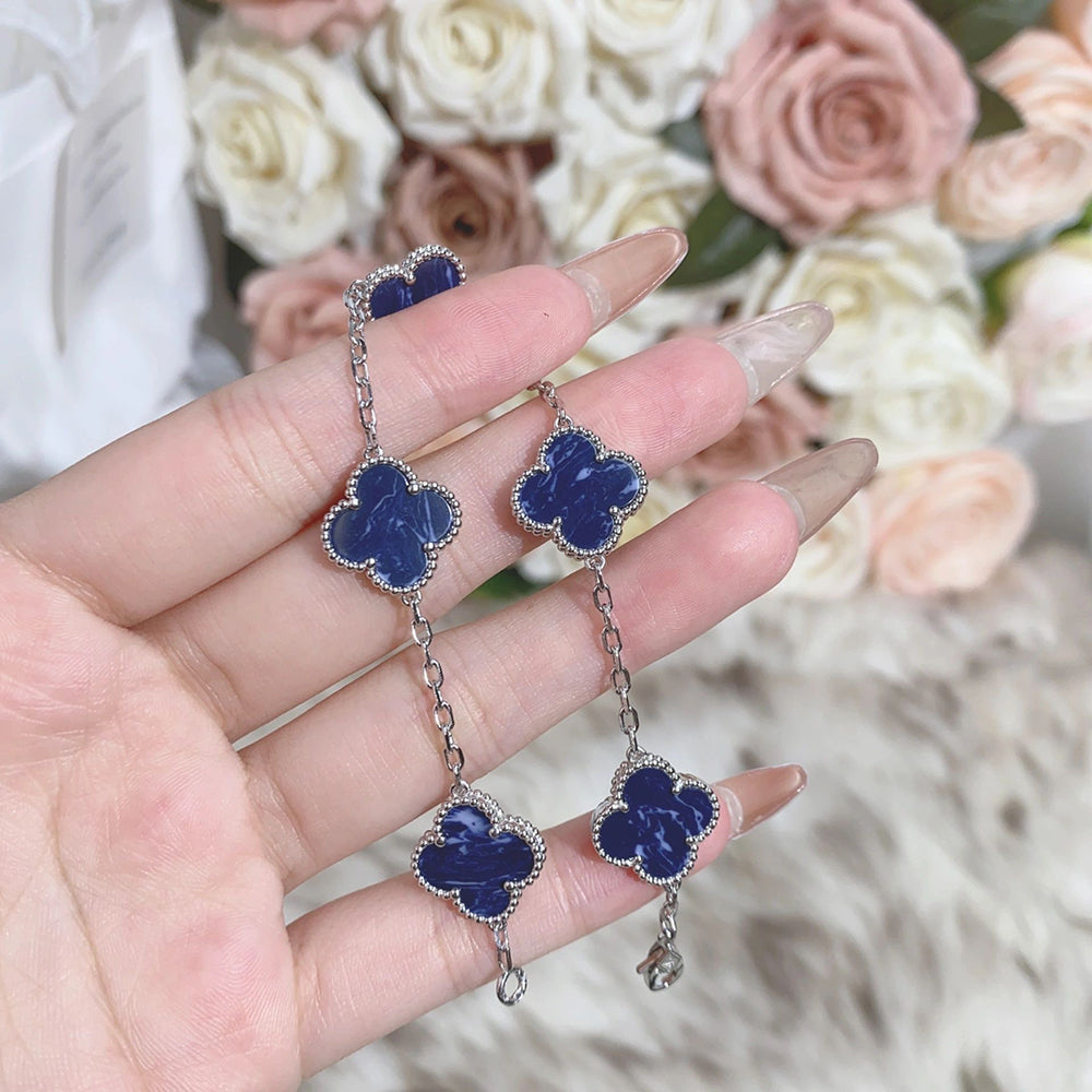 [Bloom]CLOVER 5 MOTIF PIETERSITE SILVER BRACELET