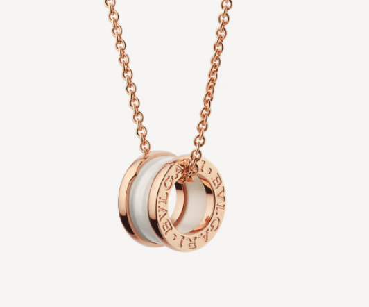 [Bloom]ZERO 1 WHITE CERAMIC PINK GOLD NECKLACE